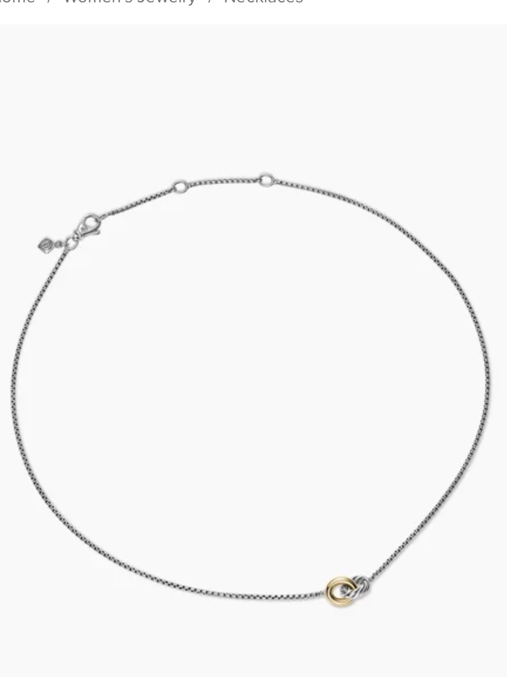David Yurman Two-Tone Interlocking Circle Necklace in Silver and Gold - Picture 3 of 6